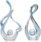 Blue Marble Abstract Sculptures Set of 2, Faux Marble Ceramic Statues, Coffee Table Centerpiece for Living Room, Entryway, Office, Shelf, Dresser Decor (11.22"&12.01" H)
