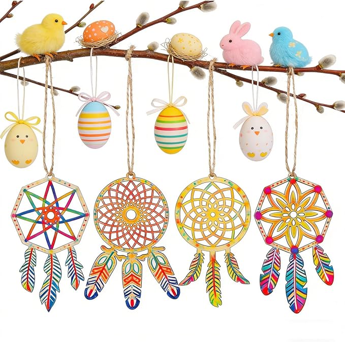 Wood Dream Catcher Ornament: 40pcs Mini Dreamcatcher Arts Craft Hanging Nursery Bedding Room Decorations Car Wall Catchers Kit