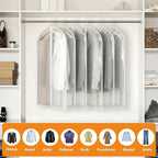 6 Pack Garment Bags 60 * 100cm, 40in PEVA Translucent Garment Covers, Suit Storage Bags, Dress Organizer Bags Used To Protect Shirts, Winter Coats, Jackets（White Edge）