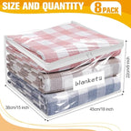 Plastic Storage Bags with Easy-Glide Zipper, Pack of 8, Durable Clear Vinyl Zippered Storage Bags for Clothes Sweaters Comforters Blankets Sheets Bedding (18 x 15 x 9 Inch)