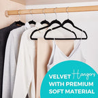 House Day Premium Velvet Hangers, Non-Slip Flocked Felt, Sturdy Coat & Suit Hangers for Closet Space Saving (100 Pack, Black)