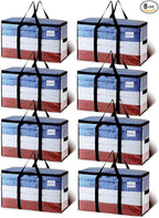 TAILI Extra Large Moving Bags, 8 Pack Clear Heavy Duty Totes For Storage with Visible Window, Wrap Around Handles, Storage Bags for Space Saving, Alternative to Moving Boxes