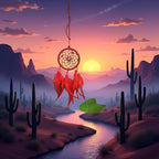 Red Small Dream Catcher with Feathers Wall Hanging Ornament Indian Style Decoration Wind Chimes for Car Home Wall Decor Home and Kitchen