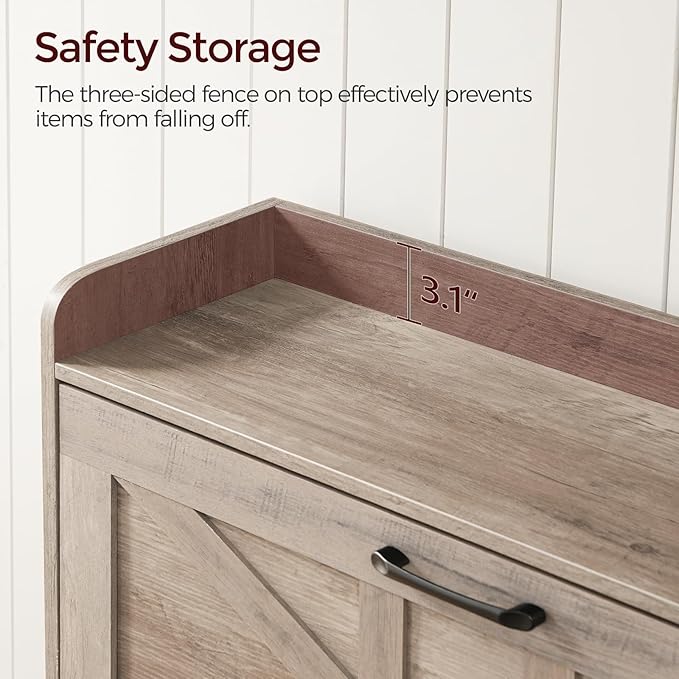 Shoe Storage Cabinet, Shoe Organizer with 2 Flip Drawers, Hidden Shoe Storage for Entryway, Freestanding Shoe Cabinet Organizer with Open Storages, Greige SHHG9401