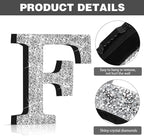 Qunclay 8'' Silver Crystal Diamond Bling Letters Crushed Diamond Decoration Wooden Glitter Letter with Screw and Hooks Rhinestone Gift for Wedding Y2k Mcbling Bedroom Wall Decor (Letter F)