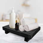 Rustic Pedestal Stand - Handmade Small Wood Tray - Soap Tray for Kitchen Sink, Bathroom (Black, 9 x 6 X 1.5 Inch)