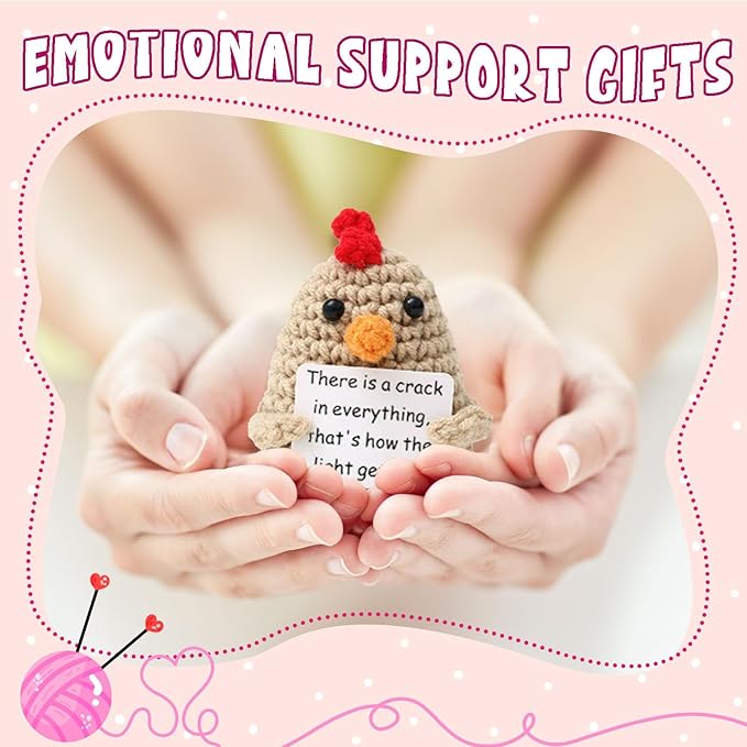 Funny Handmade Crochet Chick for Women Men, Positive Emotional Support Chick, Valentine's Day Gift, Birthday Basket Gift for Home Decorations