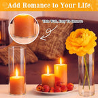 12 Pack 6.5" Tall x 2.4" Diameter Clear Glass Cylinder Vases-Flower Vases for Centerpieces, Hurricane & Floating Candle Holders for Weddings, Parties, Home Decor,Table Displays