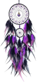 Black and Purple Dream Catcher Wall Decor Feather Dream Catchers with Pendant Handmade Dreamcatcher Wall Hanging Ornament for Bedroom Living Room Home Decor