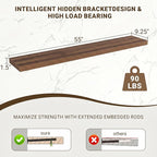 Acovy 55 Inch Floating Shelves, 55"x9.25"x1.5" Inch Deep Floating Shelves for Wall, Wooden Shelves for Bathroom, Bedroom, Living Room, Walnut,1 Piece