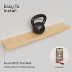 BAOBAB WORKSHOP Wood Floating Shelves for Bathroom Wall - Long Shelf 36 inch - Floating Wooden Shelves for Bedroom Kitchen Living Room - Natural Wood Shelves, 36 x 6.7 Inch, Set of 2