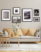 Egofine 12x16 Picture Frames Set of 4, Made of Solid Wood Covered by Plexiglass 9x12 and 11x14 with Mat or 12x16 without Mat, for Wall Mounting Photo Frame Rustic Black