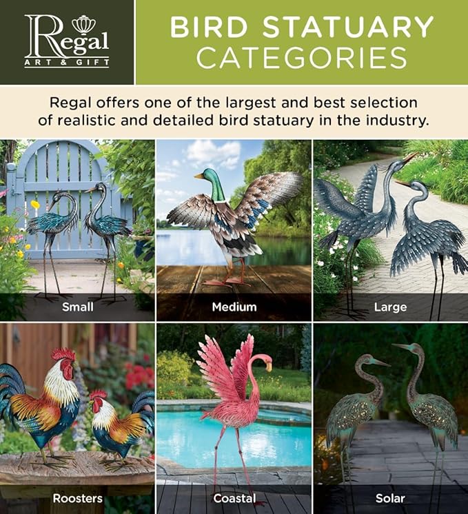 Regal Art & Gift Flying Bird Hanging Metal Mobile - Decorative Outdoor Wind Motion Sculpture for Patio, Porch & Garden Décor - Blue Bird