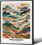 Vintage Yayoi Kusama Grasslands Posters Japanese Wall Art Yayoi Kusama Abstract Landscape Canvas Print for Stylish Room Bedroom Living Room Gallery Decor 11x14in Black Framed