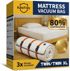 Memory Foam Mattress Vacuum Bag, Heavy-Duty Mattress Storage Bag for Moving and Transport, Mattress Compression Bag with Straps & Dual-Zip Seal (Orange Straps, Twin/Twin XL)