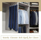 Blulu 1 Pcs 13.8'' Sliding Tie Rack Hanger for Closet, 25 Tie Pull Out Wall Mounted Extending Sturdy Metal Belt Organizer Holder for Men Belt Storage, Sliver