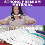 MIZGI Premium Velvet Hangers (50 Pack) Heavy Duty - Non Slip Felt Hangers - White - Rose Gold Swivel Hooks,Space Saving Clothes Hanger,Durable Strong Hanger for Suits,Coats,Dress