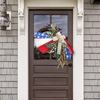 Patriotic Wreaths for Front Door, New 250th Anniversary Decorations, 4th of July Decorations Outdoor, Handcrafted Memorial Day Wreaths, Festival Celebration USA Flag Printed Wreath (C)