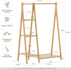 Small Clothes Racks,Kids Clothes Hanging Rack, Bamboo Wood Clothing Garment Rack with Shelves, Free Standing Corner Dress Costume Rack for Small Place,Bedroom,Bathroom, Portable