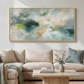 Extra Large Framed Sage Green Abstract Wall Art for Living Room, Modern Teal Horizontal Canvas Prints Paintings Artwork for Walls, Oversized Pictures Wall Decor for Bedroom Dining Room Office 36x72 In