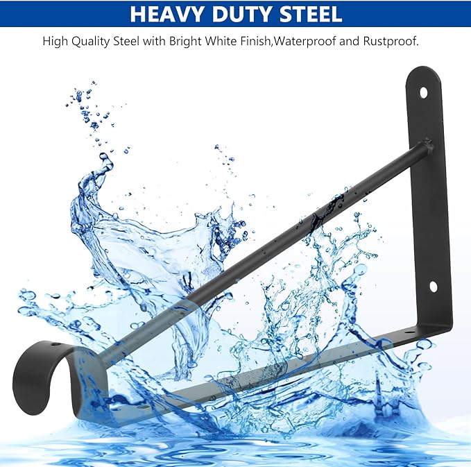 Shelf and Rod Brackets, 4 Pcs Closet Shelf & Rod Brackets Wall Mounted, Heavy Duty Closet Shelf Closet Bracket with Rods Holder, Closet Shelves Supports with Screws, Black