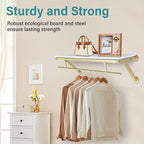 Shelf with Hanging Rod, Gold Closet Rod, Gold Closet Shelf with Hanging Rod, Clothes Rack with Top Shelves, Loads up to 88 lb, for Home, Clothing Store