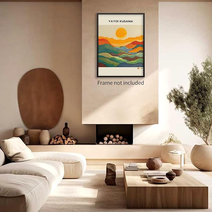 Yayoi Kusama1986 Wall Art Japanese Gallery Exhibition Wall Decor Yayoi Kusama Poster Abstract Landscape Canvas Print for Japanese Home Bedroom Decorations Artwork20x30in Unframed