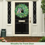 26 Inch Large Eucalyptus Wreath for Front Door Year Round, Spring Summer Greenery Farmhouse Wreath with Detachable Bow, Everyday Home Decor Used for Front Door Wall Porch