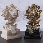 H&W Sandstone Lion - The King of Beasts - Statue Decoration for Home/Study/Living Room, Great Collectible Figurines, Best Gift for The Man, Sandstone Color (HH17-D2)