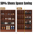 24 Pack Shoe Slots Organizer, Adjustable 4 Levels Shoe Stackers, Double Deck Shoe Storage Holder, 50% Space Savers Rack, Thickening Plastic Shoes Riser for Closet Entryway Organization, Black