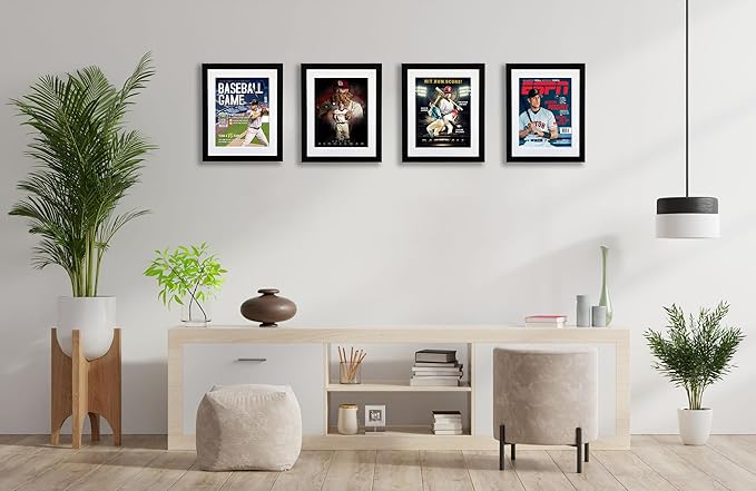 Goldfinch 4 Packs Sports Magazine Frames Displays Magazines Measuring 8 x 10.5 inches with White Core Matting,Suitable for 1994-Current Collector's Edition Sports Magazines with Installed Hangers
