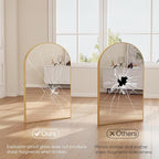 DUMOS Gold Metal Arch Vanity Rounded Rectangle Bathroom Mirrors for Over Sink Wall, 27x38 Inch Large Matte Mirror, Modern Decorative for Restroom, Farmhouse