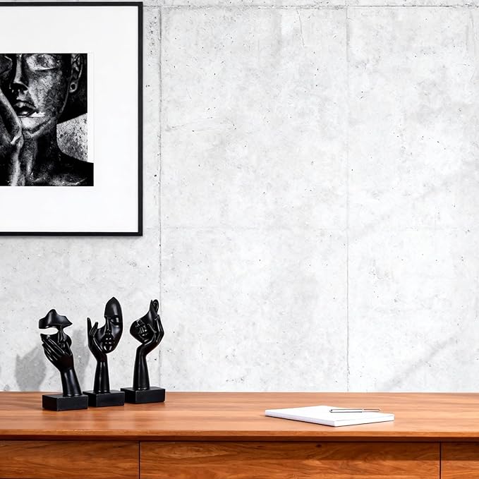 3 Pcs Thinker Large Statue Set - Black Art Abstract Home Accent Figurines for Living Room, Bedroom, Shelves, Office Desktop, Coffee Table Decor, Gift for Women (3 Pcs Black, 9")