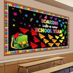 Pajean Soaring Into a School Year Bulletin Board Set Colorful Paper Plane Classroom Decorations Backpack Plane Name Tag Cutout with Pencil Border for Door Wall Chalkboard Decor Back to School Supplies