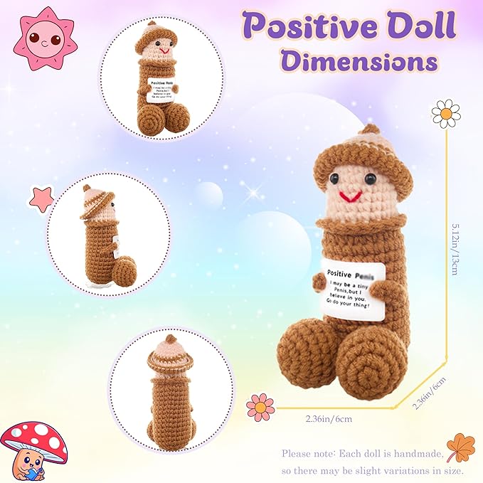 Positive Crochet Animals Gag Doll Emotional Support Plushies Weird Stuffed Funny Things Gag Gifts for Men Women Friends Birthday Weird Things Stuff Office Decor