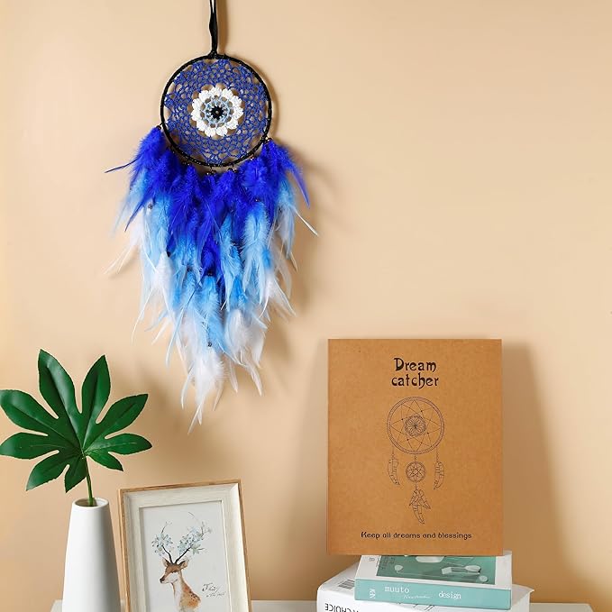 Holmgren Evil Eye Dream Catchers - Blue Dreamcatcher for Bedroom, Evil Eye Wall Art for Home Decor Hanging Ornament, Good Luck Gifts for Family