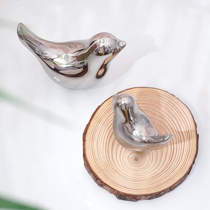 Notakia Silver Birds Statues Home Decor Modern Style Decorative Ornaments for Silver Table Decor Living Room, Bedroom, Office Desktop
