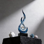 Modern Abstract Art Table Decoration,Resin Flame Statue Modern Centerpiece Ornaments for Living Room Great Gift Idea Home Decor,Collectibles (Blue foil)