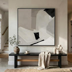 Extra Large Framed Black and White Abstract Wall Art for Living Room, Oversized Square Modern Canvas Prints Paintings, Neutral Minimalist Pictures for Hallway Dining Bedroom Office Wall Decor 40x40 In