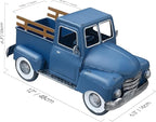Farmhouse Blue Metal Truck Decor, Vintage Trucks Planter ,Decorative Rustic Pickup Farm Tabletop Storage Table Centerpiece for Office , Desk, Country Style Home & Kitchen Shelf Garden Decoration