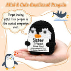 Belatelove Sisters Gifts from Sister, Funny Handmade Crochet Mini Penguin Gifts for Sister from Sisters, I Love You Long Distance Gift for Women, Cute Small Easter Decor