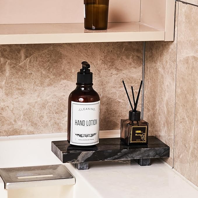 Natural Marble Tray Pedestal Stand, Soap Dispenser Holder, Modern Marble Riser for Decor Display, Soap Pedestal for Bathroom, Kitchen, Home Decor