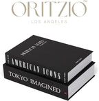 ORITZIO Oversized Set of 9 Faux Books with Hidden Storage (Black), Fashion Books, Coffee Table Accessory, Bookshelf Decor, Home Staging