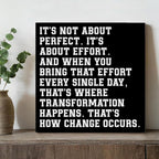 Motivational Wall Decor, Inspirational Quote Wall Art for Home Office Gym Classroom, Encouraging Decor for Success, It's Not About Perfect, It's About Effort Framed Canvas Posters, 8 x 8 Inches