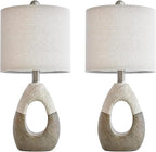 OYEARS 19” Boho Table Lamps Bedroom Living Room Set 2,Suitable for Small Space,Small Farmhouse RattanTable Lamp Rustic Egg Design Resin Light Decoration,Nightstand Bedside Lamps for Office Study Rest