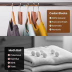 Cedar Blocks for Clothes Storage, Natural Cedar Wood Hooks for Closets and Drawers, 100% Natural & Fresh Scented Wardrobe Organizer, 17 Pack