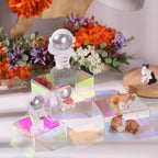 Chuangdi 2 Sets Acrylic Display Risers, Product Stand, Jewelry Display Riser Shelf Showcase Fixtures for Dessert Cupcake Candy Figure Treat Action Showcase(Rainbow Color,Small Set)