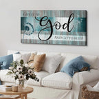 Large Christian Wall Art Bible Verses Wall Decor Give It to God and Go to Sleep Bedroom Pictures Inspirational Quote Wall Art Turquoise Teal Scripture Artwork for Living Room Home Decoration 24x48"