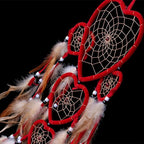 Large Handmade Dream Catcher Traditional Dreamcatcher Feather Wall Hanging Decoration Ornaments Five Hearts Red