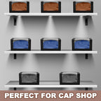 100 Pcs 50 Pack Hat Boxes with Clear Window, Foldable Black Gift Boxes for Baseball Caps, Storage, Display and Shipping (Black)